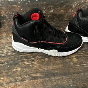 And1 Black and Red High-Top Sneakers with Breathable Mesh